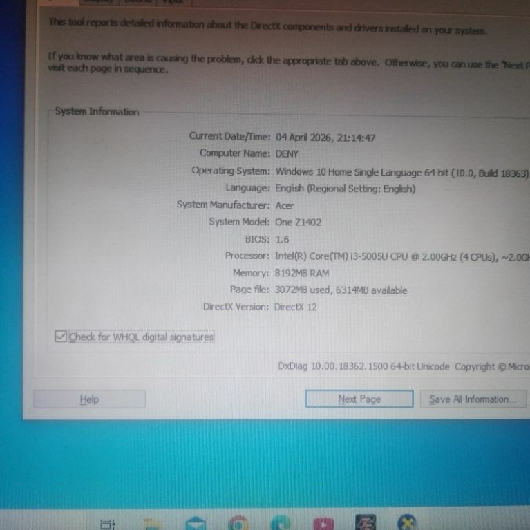 Leptop acer one 14