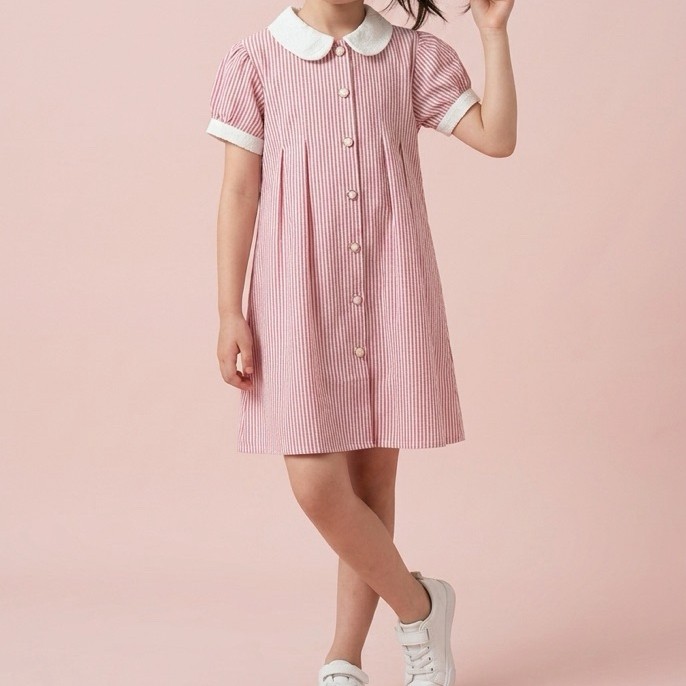 DRESS ANAK MOTIF KOTAK (3-8 tahun)dress cantik bahan lembut/baju anak perempuan