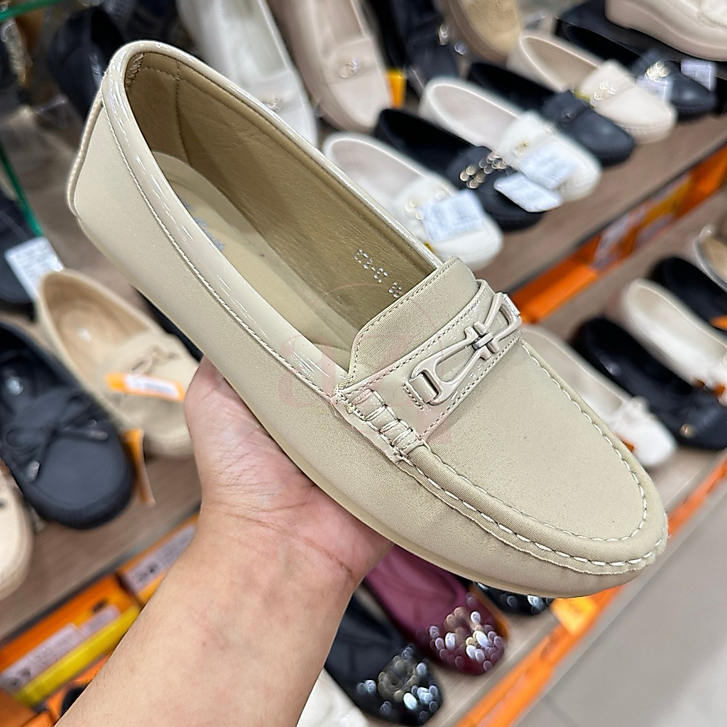 St. Moritz sepatu mocassin formal casual sekolah kerja wanita flat shoes kakhi coklat