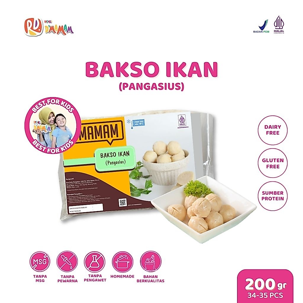 D'MAMAM Bakso Ikan 200g - Pentol Ikan Sehat Frozen MPASI
