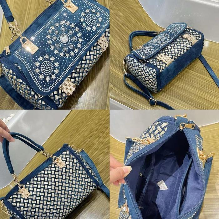 New 504 PERMATA BULAT tas jeans mewah design cantik tas fashion wanita premium tas pesta wanita eleg
