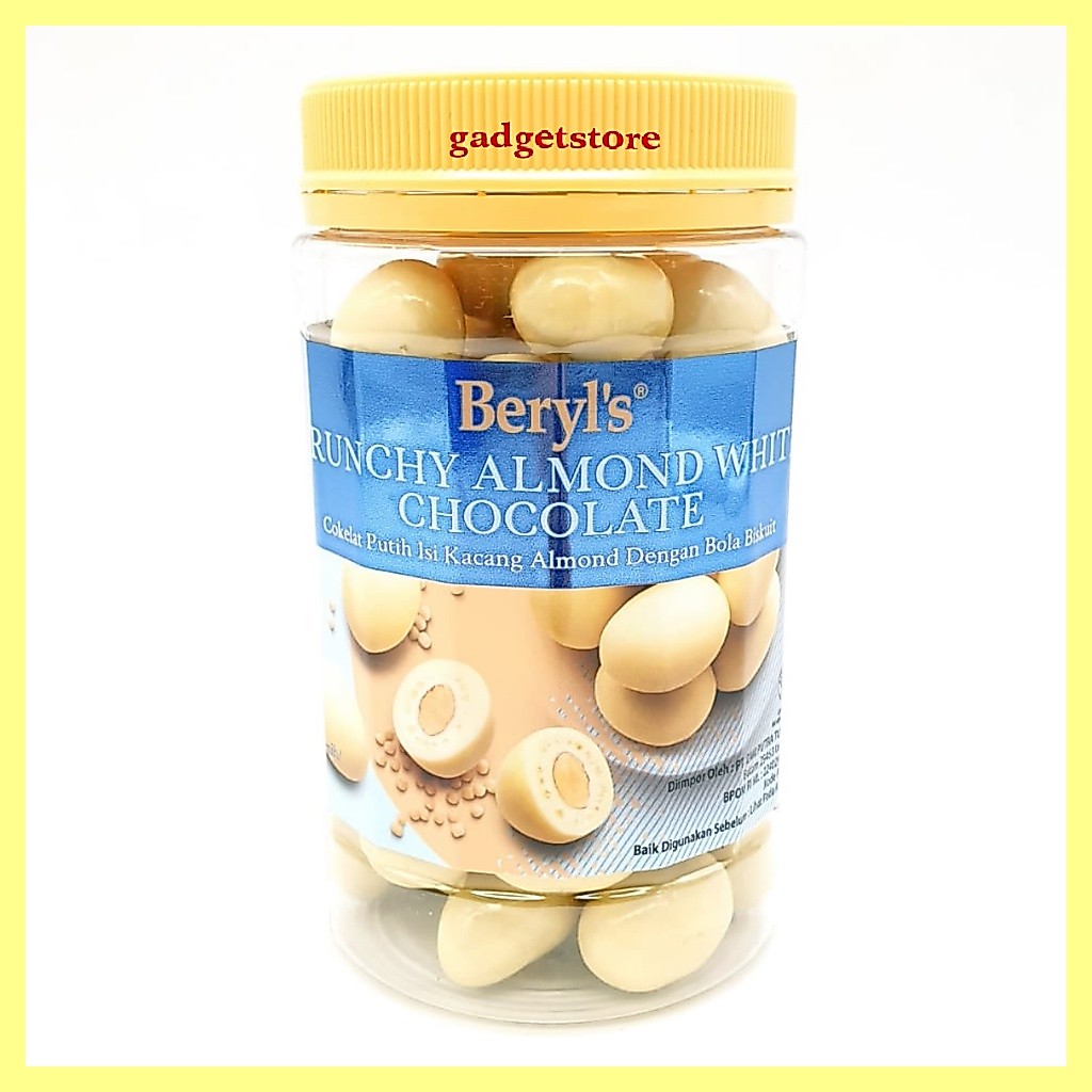 Coklat Putih Beryls  Crunchy Almond Toples 340 gram