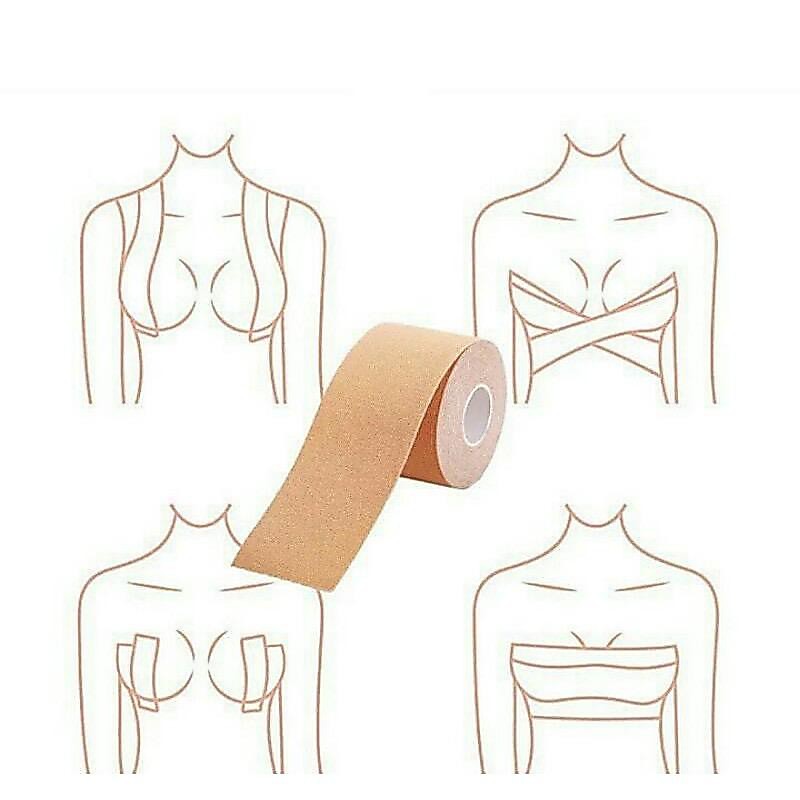 TERMURAH Tape Boob Bra Body Tape 5M Nude 2,5 3,5 5 7,5 10 cm Perekat Payudara