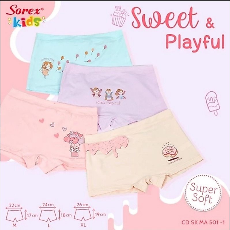3 PCS CELANA DALAM ANAKSOREX KIDS MA 501- 1/CELANA DALAM ANAK CEWEK/CELANA DALAM ANAK PEREMPUAN/CANC
