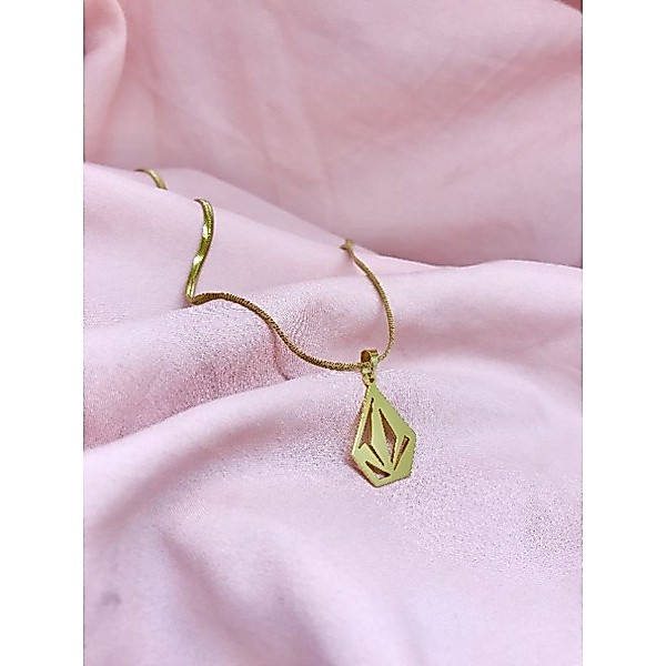 Kalung pipih pria wanita volcom titanium anti karat 0703