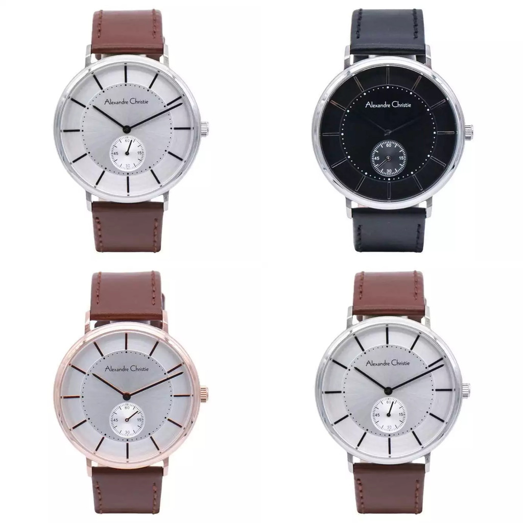 Jam Tangan Pria Alexandre Christie AC 8493 / ac8493 / 8493 Leather Original