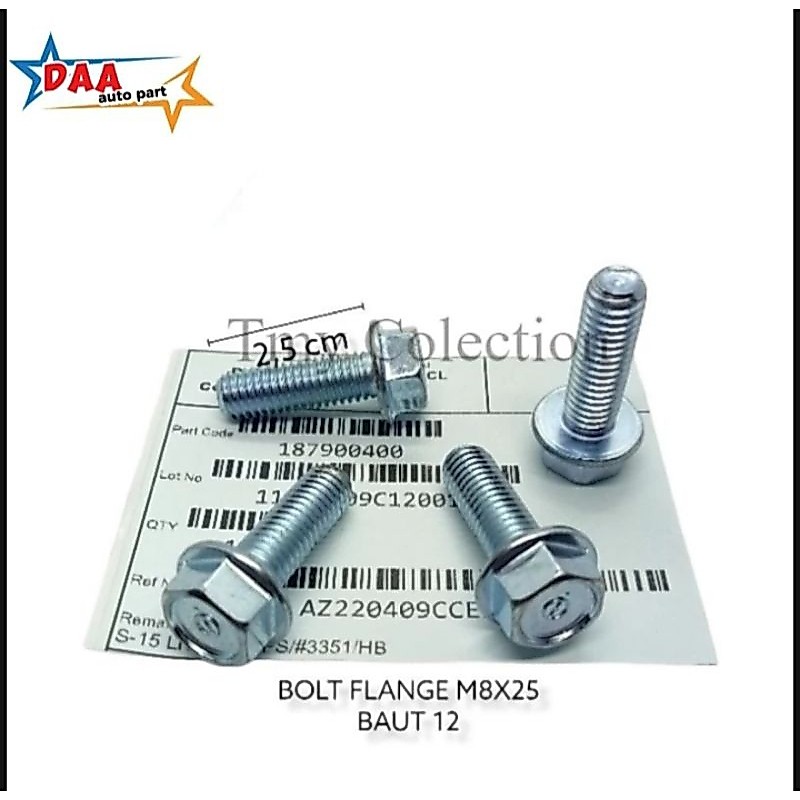 BAUT FLANGE ORIGINAL M8×25 KUNCI 12 BAJA KARBON