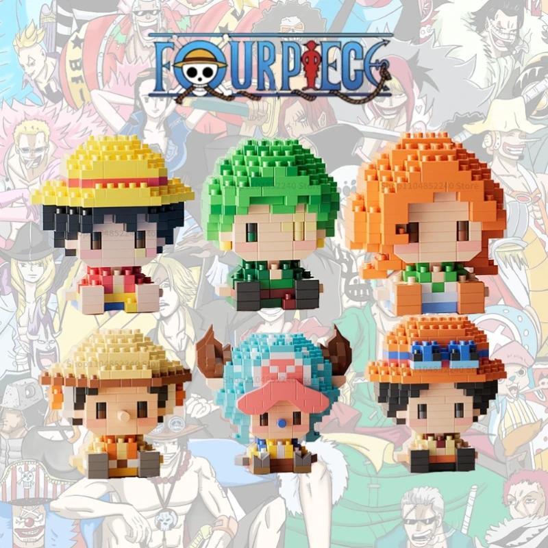 Blok Bangunan Anime One Piece Luffy Nami Usopp Model 3D Robin Franky Jinbe Sanji Mini Bricks Figur M