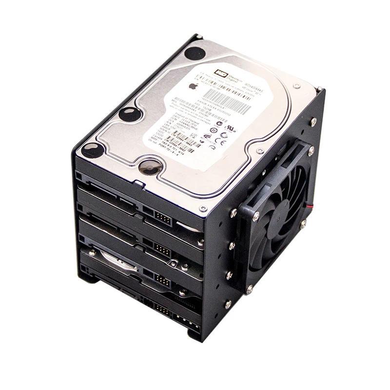 4Bay 3.5 In Hard Drive Rack Mount Kit for Computer Case Internal Expansion Bracket with Fan Cooling 