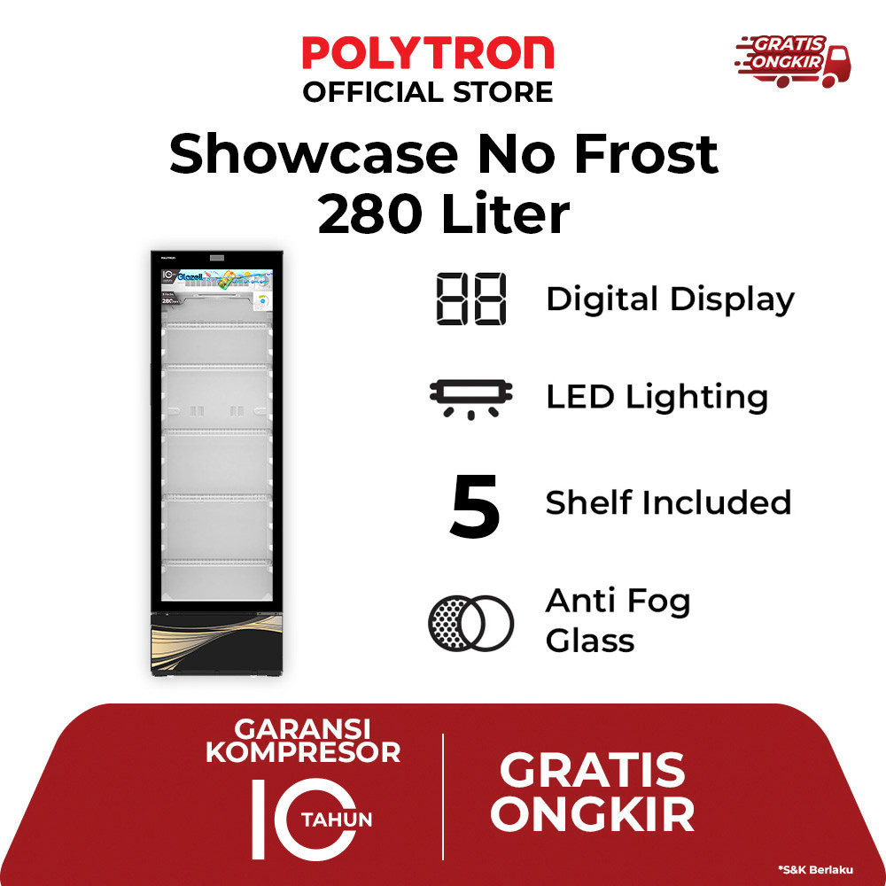 SHOWCASE Polytron Kulkas Showcase SCN 288 // SCN 288 SHOWCASE 5 Rak HITAM