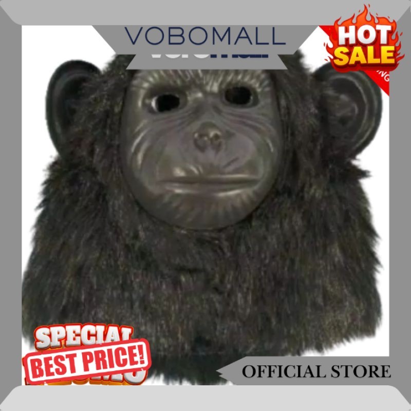 TOPENG BENTUK MONYET GORILA KINGKONG WARNA COKLAT HITAM PUTIH BAHAN HALUS - MAINAN ANAK NH