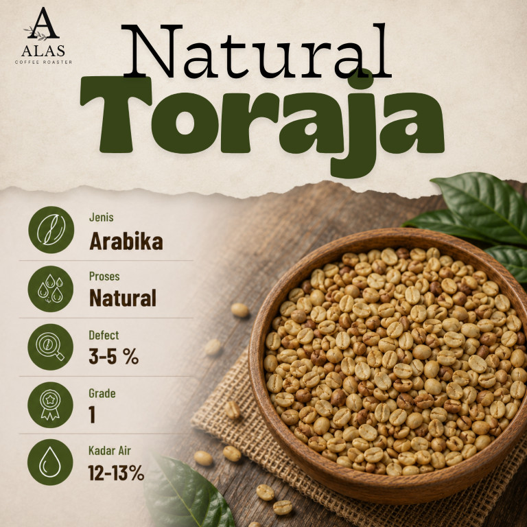 Arabika Toraja mamasa  Natural Grade 1 Green Bean | Biji Kopi Mentah 1kg