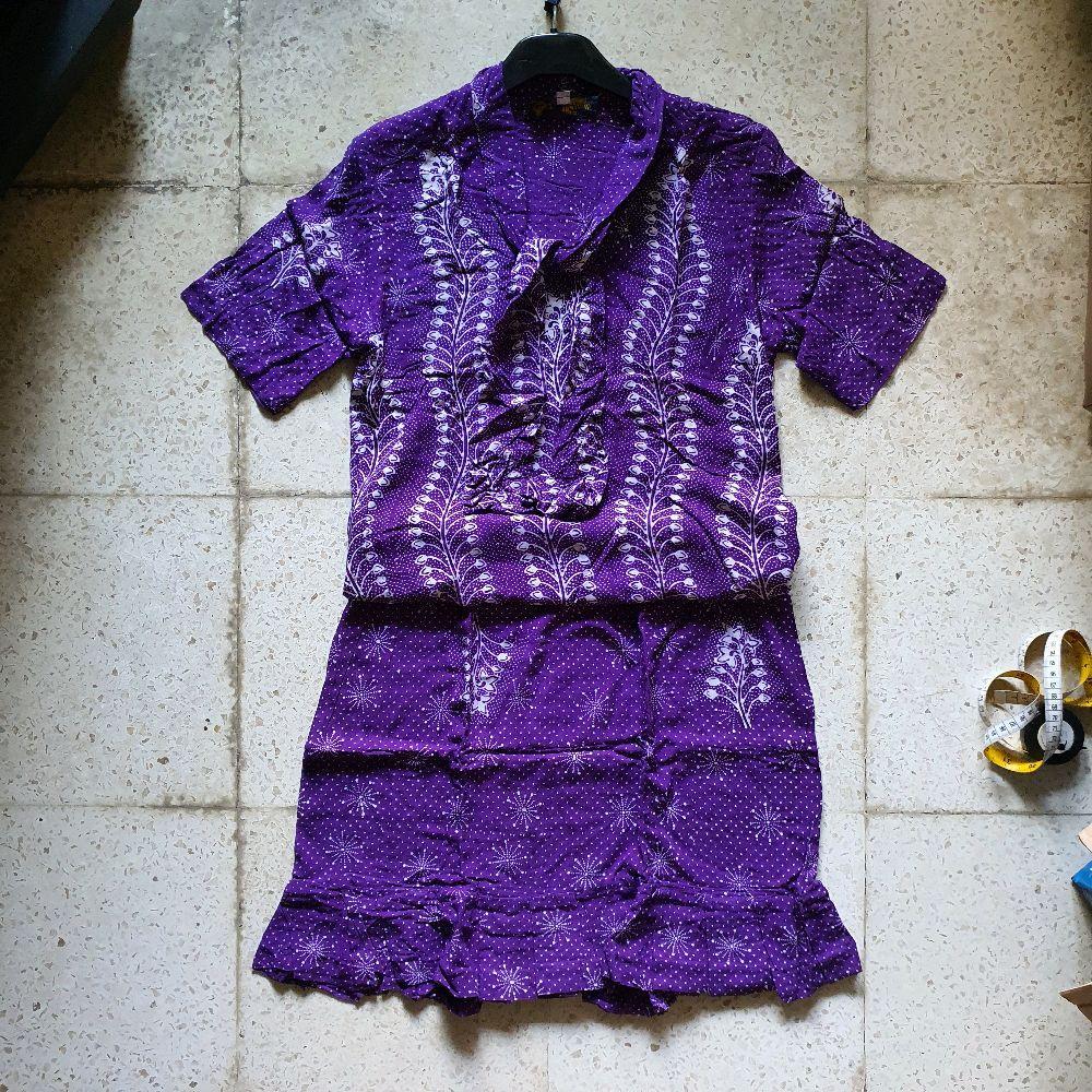 Y baju wanita terusan blouse cewek batik danar hadi ungu lawas jadul preloved seken Atasan Katun Cas