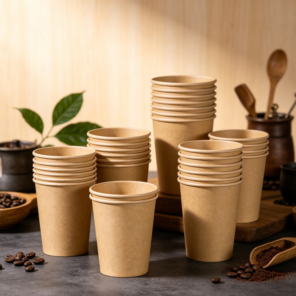[25pcs] Gelas Kertas Kraft | 8oz 260ml 12oz 400ml 16oz 500ml | Paper Cup Kopi Boba Tahan Panas | Cus