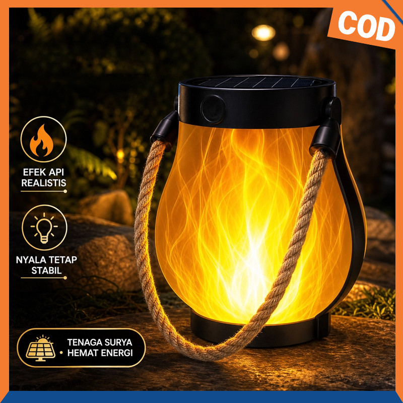 Lampu Taman Obor Api Tenaga Matahari Lampu Taman Solar Taman Solar Flame Light Otomatis Outdoor USB 