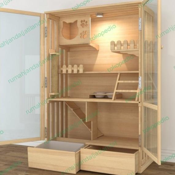 PROMO kandang kucing kayu tingkat/bisa custom