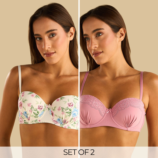 Max Fashion Pack Of 2 - Assorted Padded Wired Balconette Bra