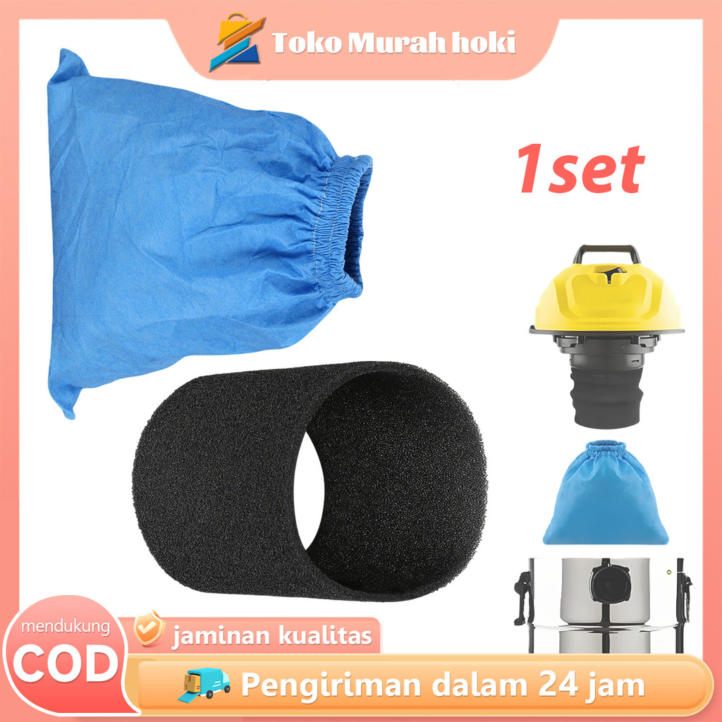 Filter Vacuum Cleaner Basah Kering Kantong Debu Kain Biru Busa Hitam Cocok Karcher WD1 MV1 Pelindung