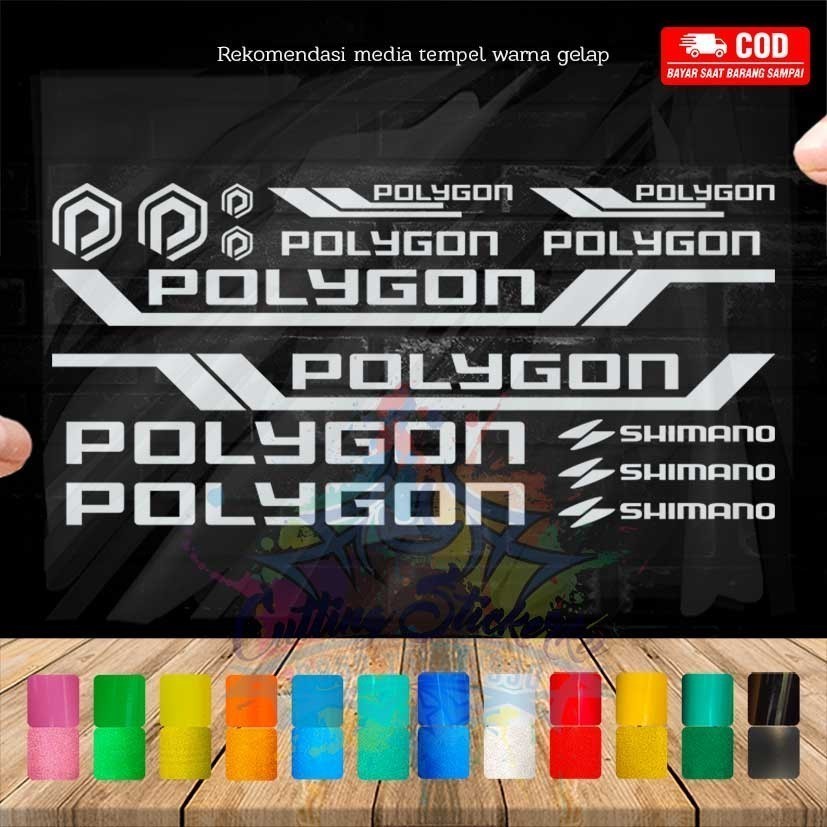 Cutting Sticker Polygon Set Dewasa Variasi Sepeda Frame Aksesoris Body Style Lipat Keren Decal Strip