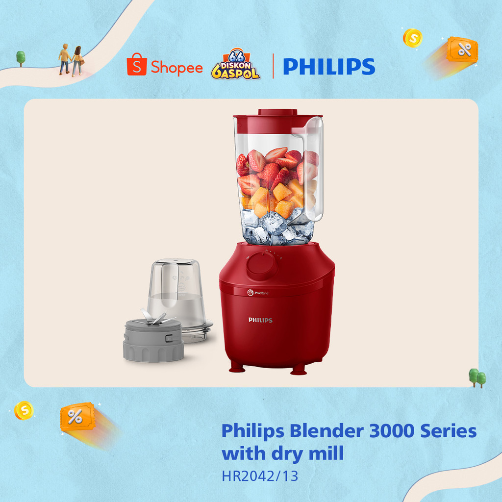 Blender Philips Plastik 1 Liter - 3000 series HR2042/13 - Blender Jus - Blender Juicer- Blender Terb