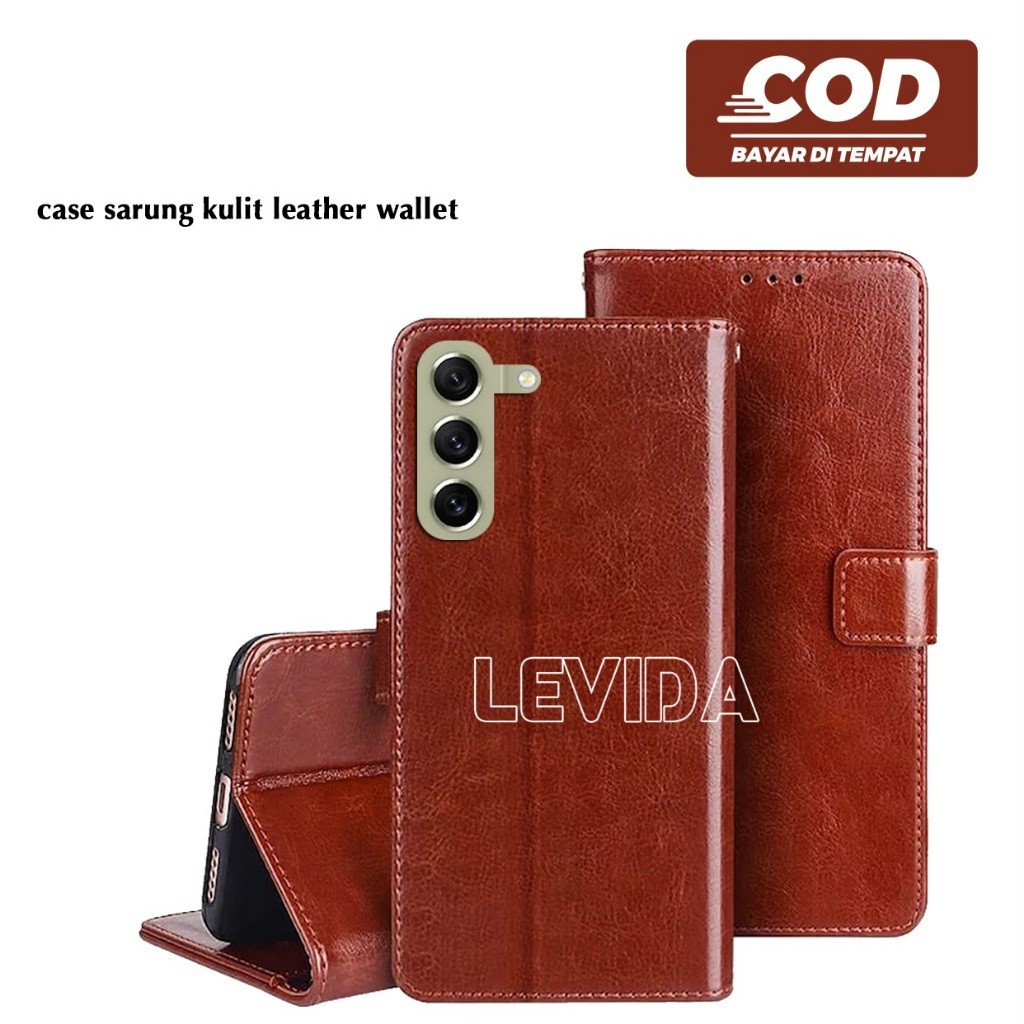 Flip Cover Kulit Leather Case Sarung Buku Kulit Case Samsung S21 Samsung S21 Ultra Samsung S21 FE Sa