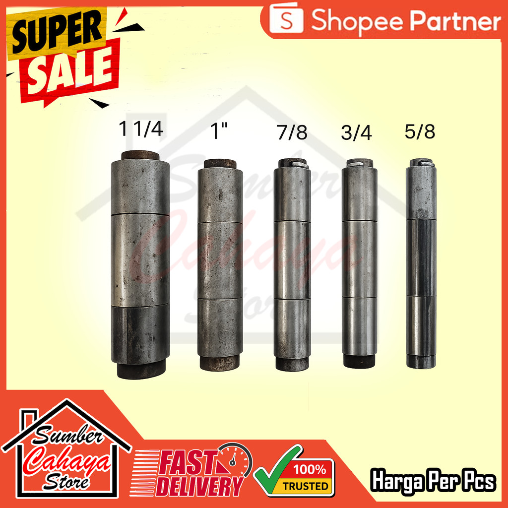 Engsel bubut pintu pagar besi 3/4" 5/8” 11/4” in inci inch inchi engsil cabut lipat garasi grasi ger