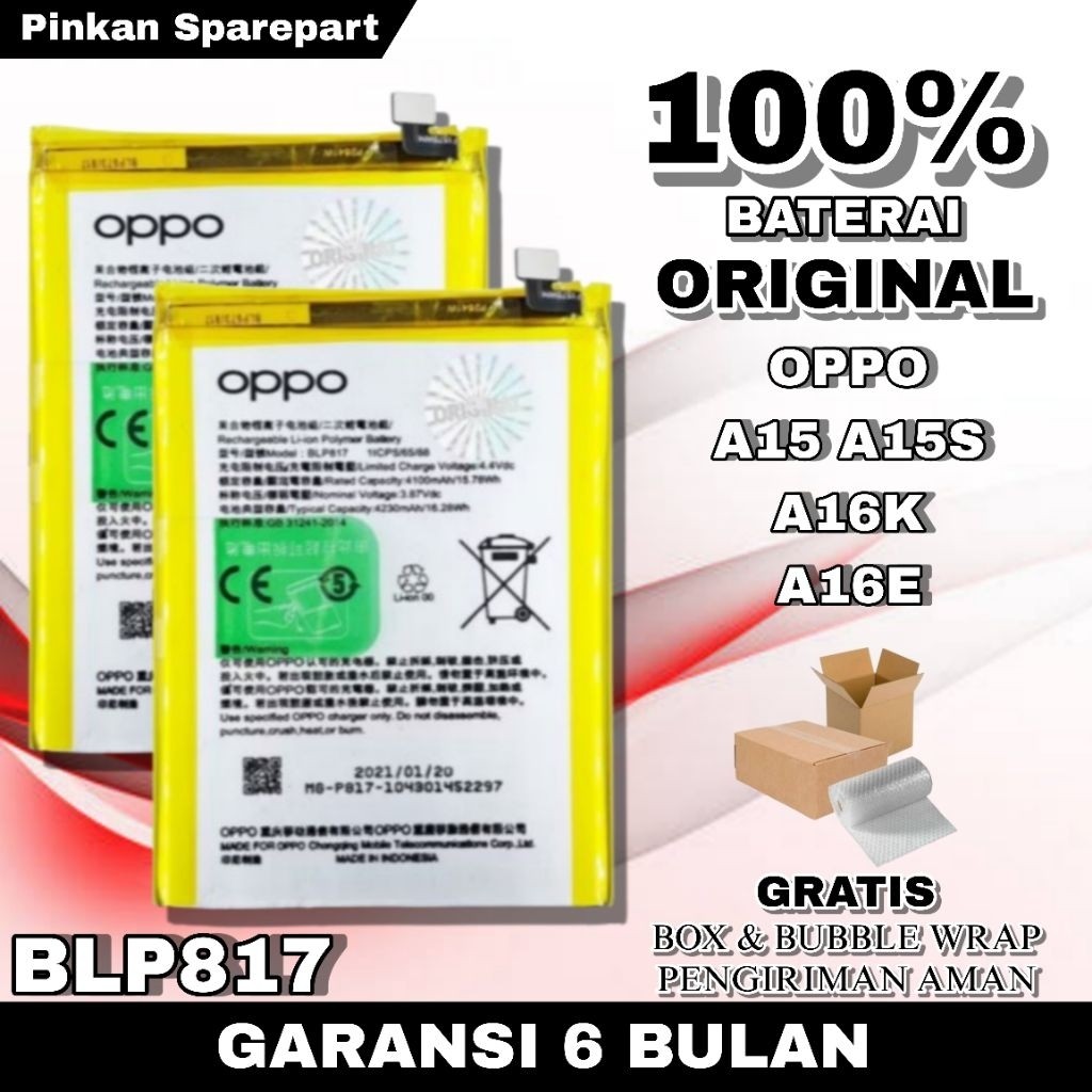 BATERAI BATRAI BATRE BATTERAI BATTERY OPPO A15 A15S A16K A16E BLP817 BLP 817 ORIGINAL 100% (Baru)