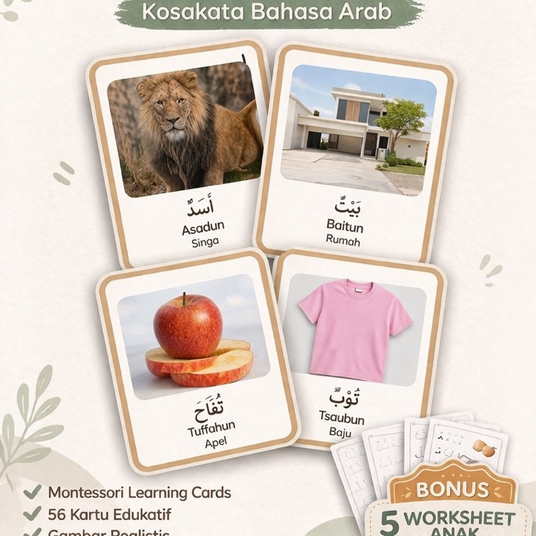 Paket Belajar Hijaiyah Anak Lengkap | Flashcard + Worksheet | Printable & Cetak | Montessori