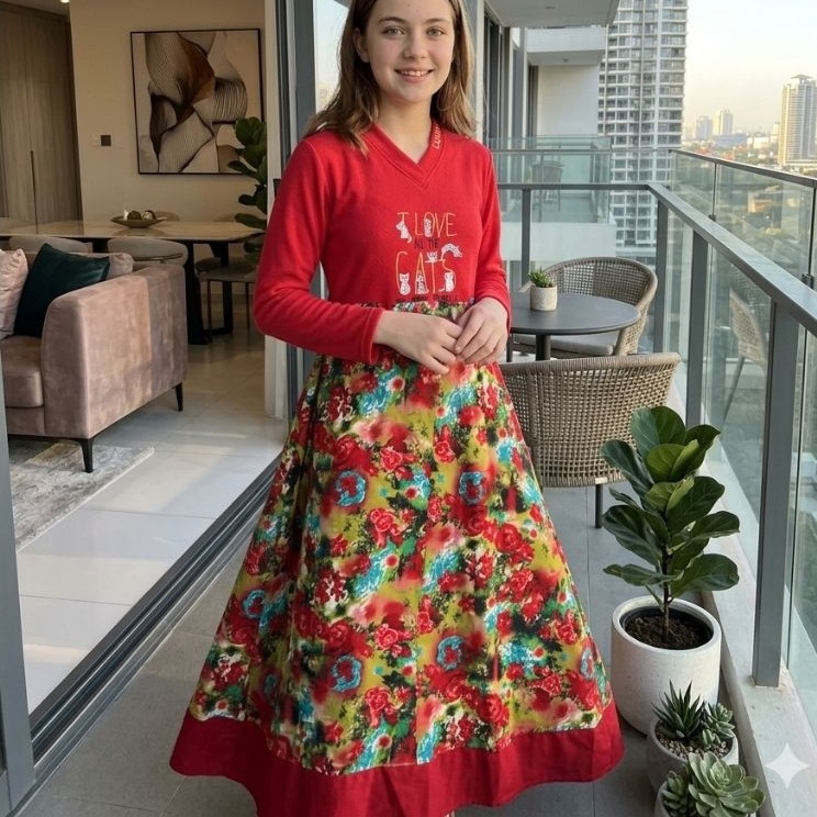 gamis abaya dewasa merah maroon bata  rayon jumbo untuk Pesta dan harian busui
