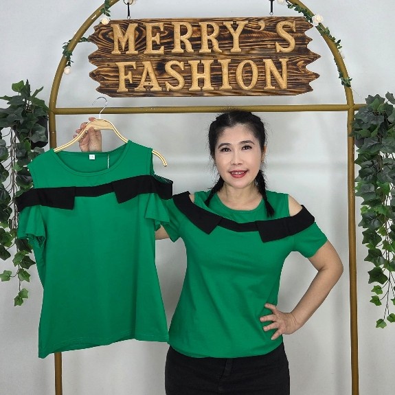 Atasan wanita bahu bolong kaos premium import