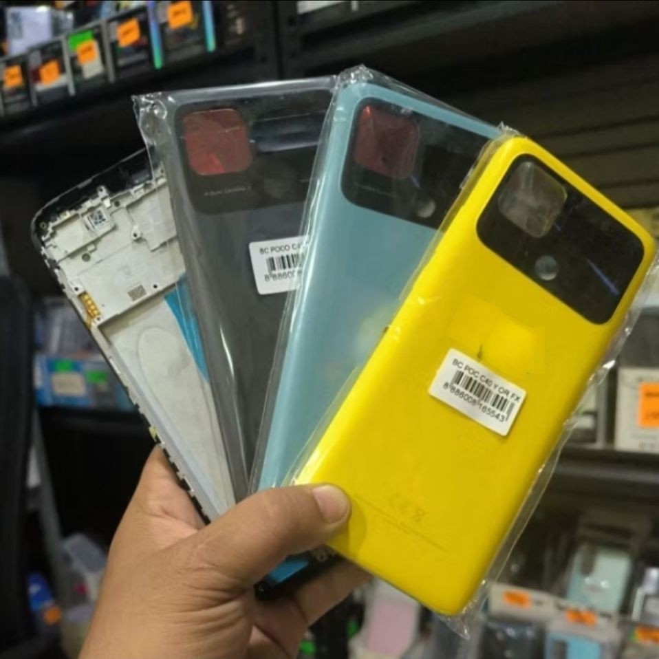 Casing Fullset Hp Xiaomi Poco C40 Kesing Housing Fulset Backdoor + Frame Lcd Tombol On Off Volume