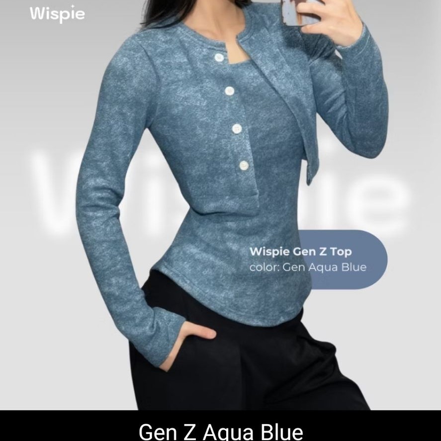 Wispie Gen Z Top | Atasan Rib Wanita kombinasi dengan Cardigan