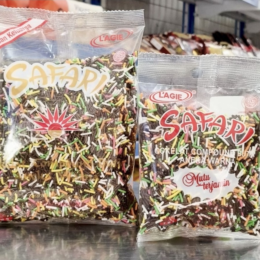 Safari Meses Pelangi 250gr, 100gr/Coklat Butir Warna Warni Safari 250gr, 100gr/Meses Warna Safari