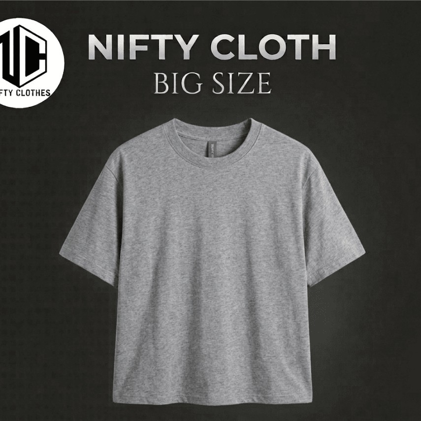 Niftycloth Kaos Polos Big Size Lengan Pendek Abu Sedang