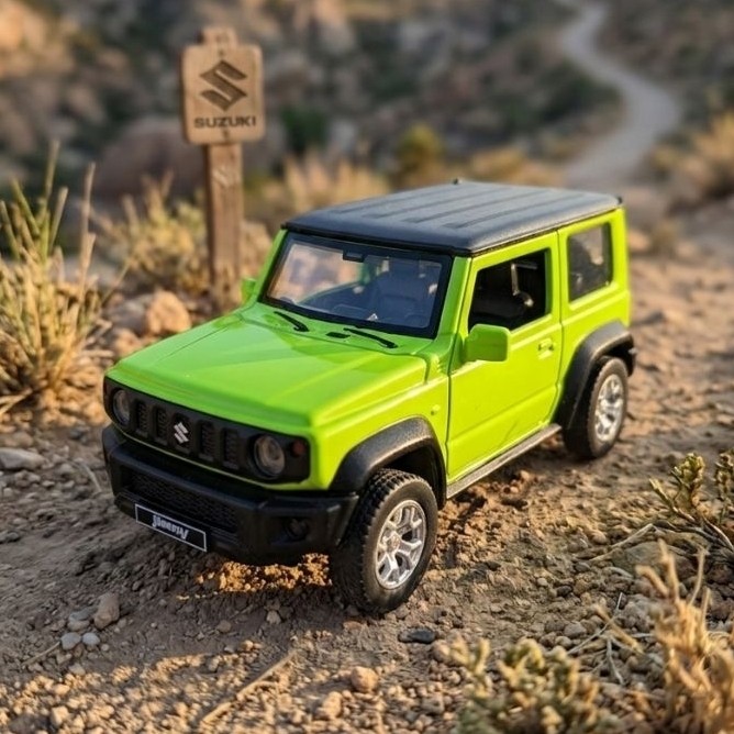 Diecast Suzuki Jimny 2018 Apolo MSZ 1:32 Hijau - Bahan Besi Pullback