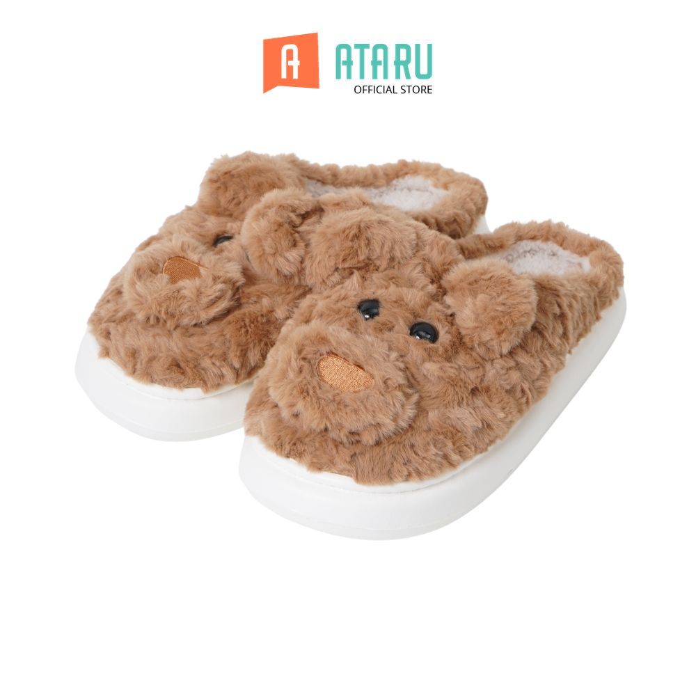 Ataru Sandal Rumah Cute Bear - Cokelat Slipper Rumah Unisex Sendal Indoor Sandal Kamar Selop Santai 