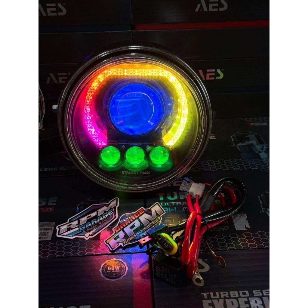 Lampu biled AES ninja ss crystal 3mata minilaser