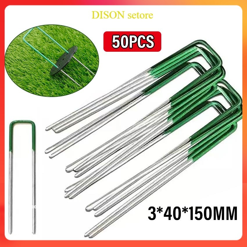 DISON 50Pcs Staples Weedmat Galvanis Perekat Weedmat Mulsa Kebun - Paku Weedmat Plastik Mulsa - Pasa