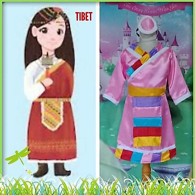Kostum Anak Internasional Baju Adat Tradisional Negara Tibet Girl