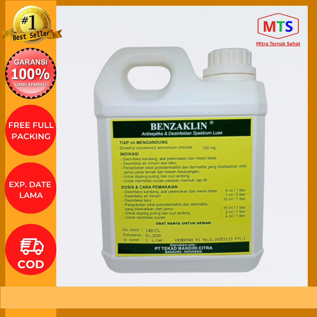Benzaklin 1 Liter - Desinfektan Anti Virus & Bakteri SETARA DENGAN DESTAN