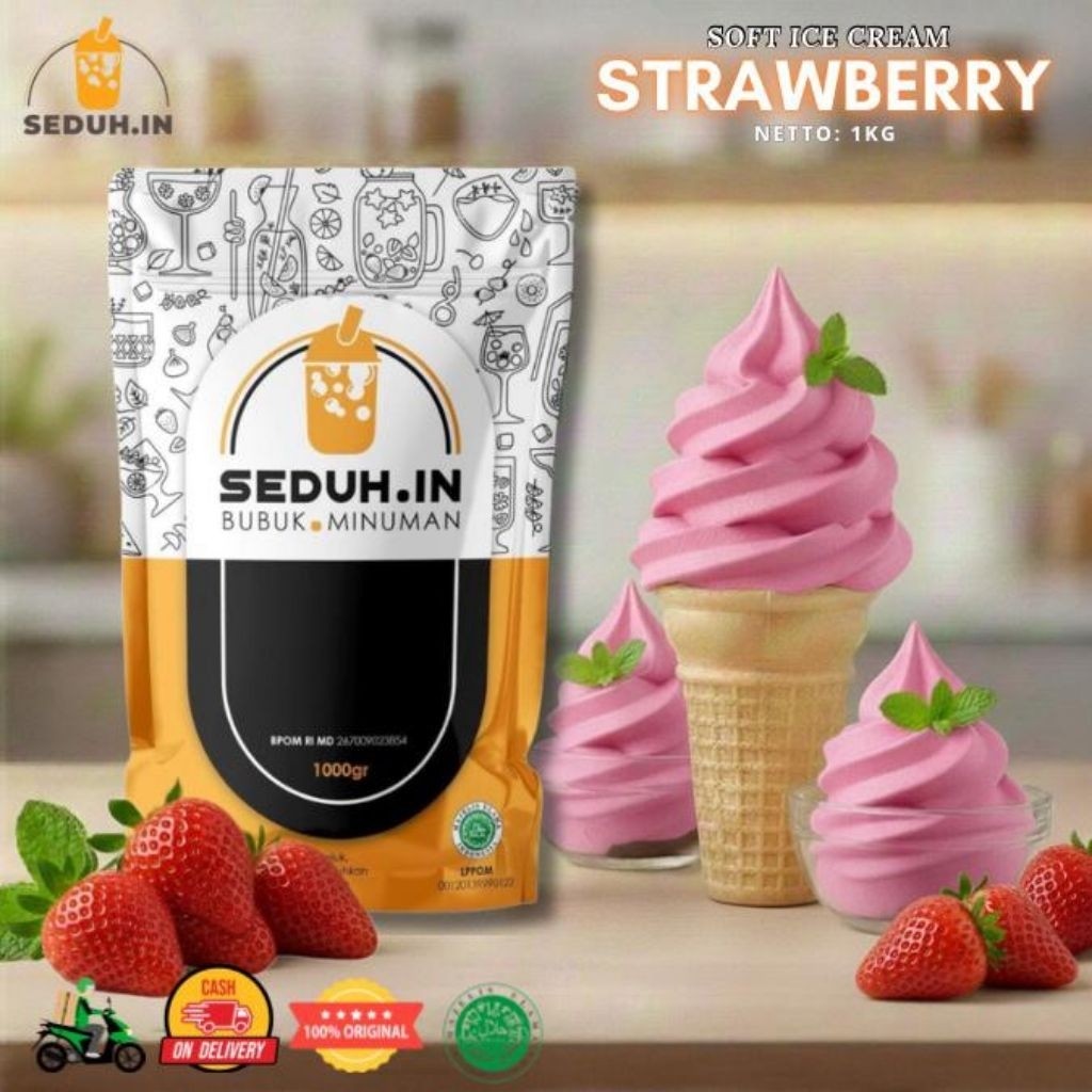 Bubuk Es Krim Strawberry V3 PREMIUM 1000 gram