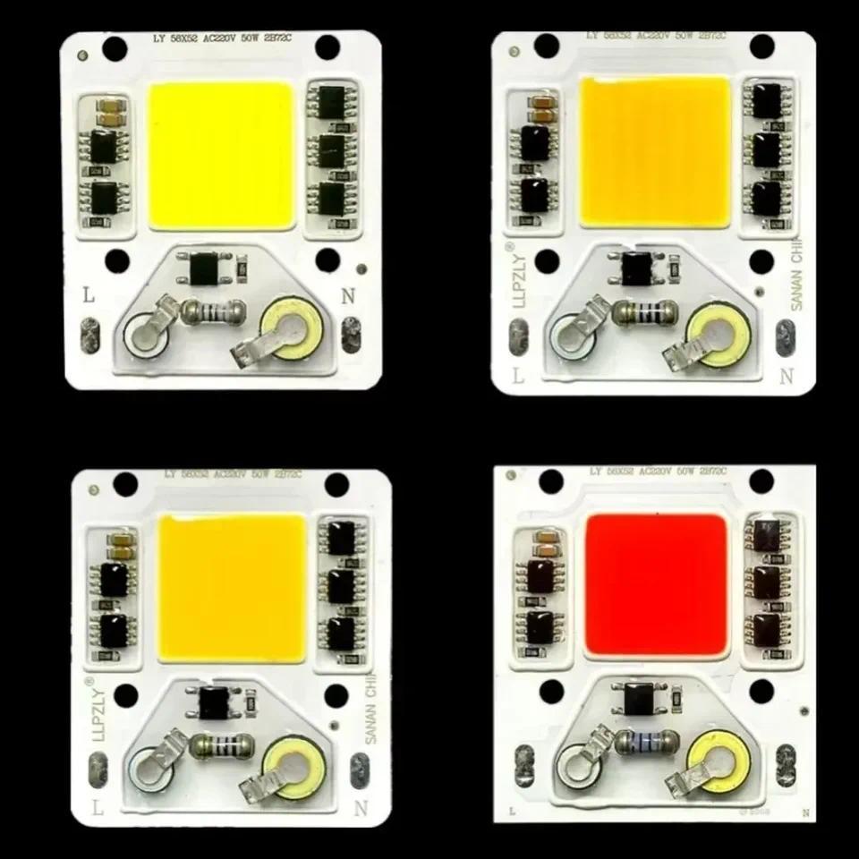 Sumber Cahaya COB 50W dengan IC Pintar, Tidak Perlu Driver, Lampu Sorot LED DIY, Lampu Chip LED COB 