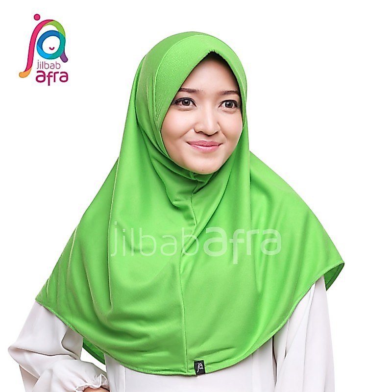 Hijab Jilbab Bergo Pet - Jilbab Afra Beria - Warna Hijau Daun - Adem Lembut