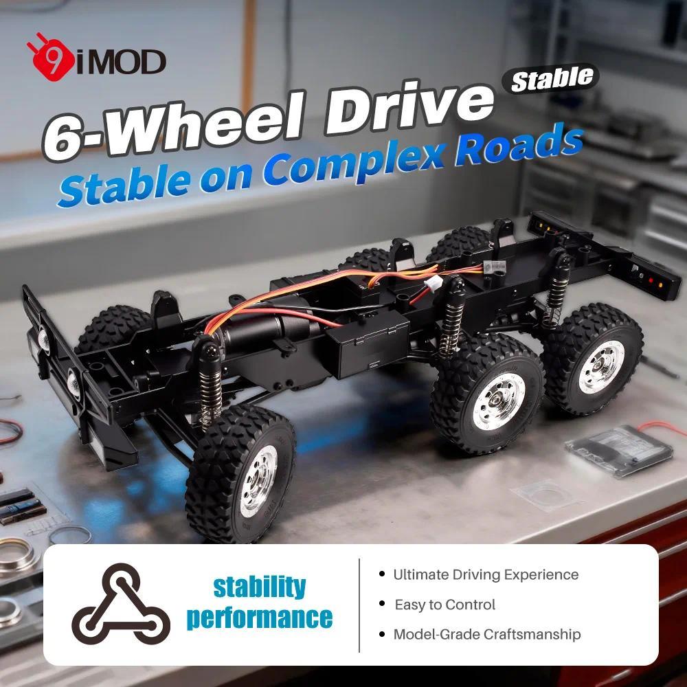 9IMOD 1/18 Rangka Mobil RC Rangka Chassis Mobil RC Rangka Penggerak 6 Roda Untuk Mobil Crawler 1/18