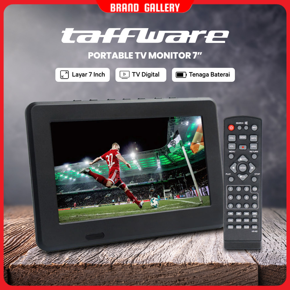 TAFFWARE Portable TV Monitor Digital 7 Inch DVB-T2 Rechargeable - D7