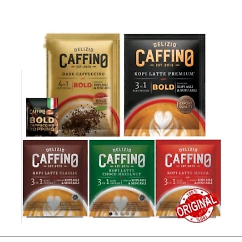 Delizio Kopi Caffino Kopi Latte Instan 3in1 ecer Caffino Bold Dark Cappucino Caffino Bold Latte prem