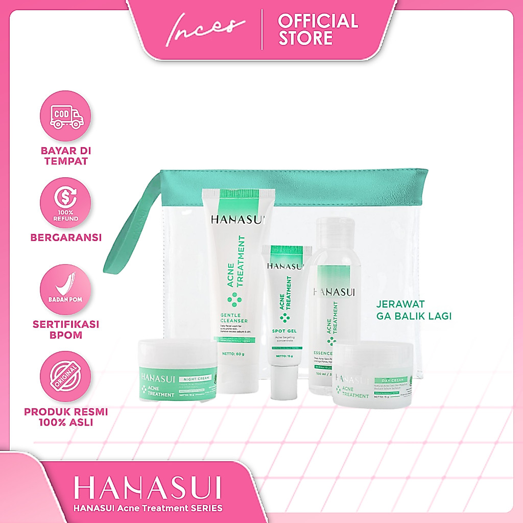 INCES - HANASUI Acne Treatment | Flawless Glow 10 Series | Acne Spot | Nigh Day Cream | Essence