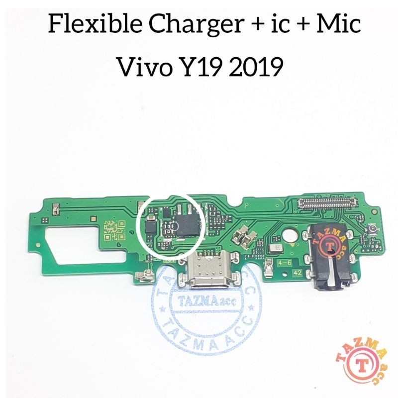 Plus ic + Vivo Y19 2019 Ori Flexible Charger + ic Flexibel Konektor Cas Charger VIVO Y19 2019