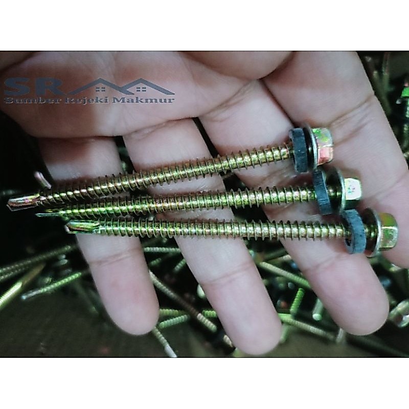 (100 pcs) Sekrup Roofing 7 cm Skrup Holo Sekrup Atap