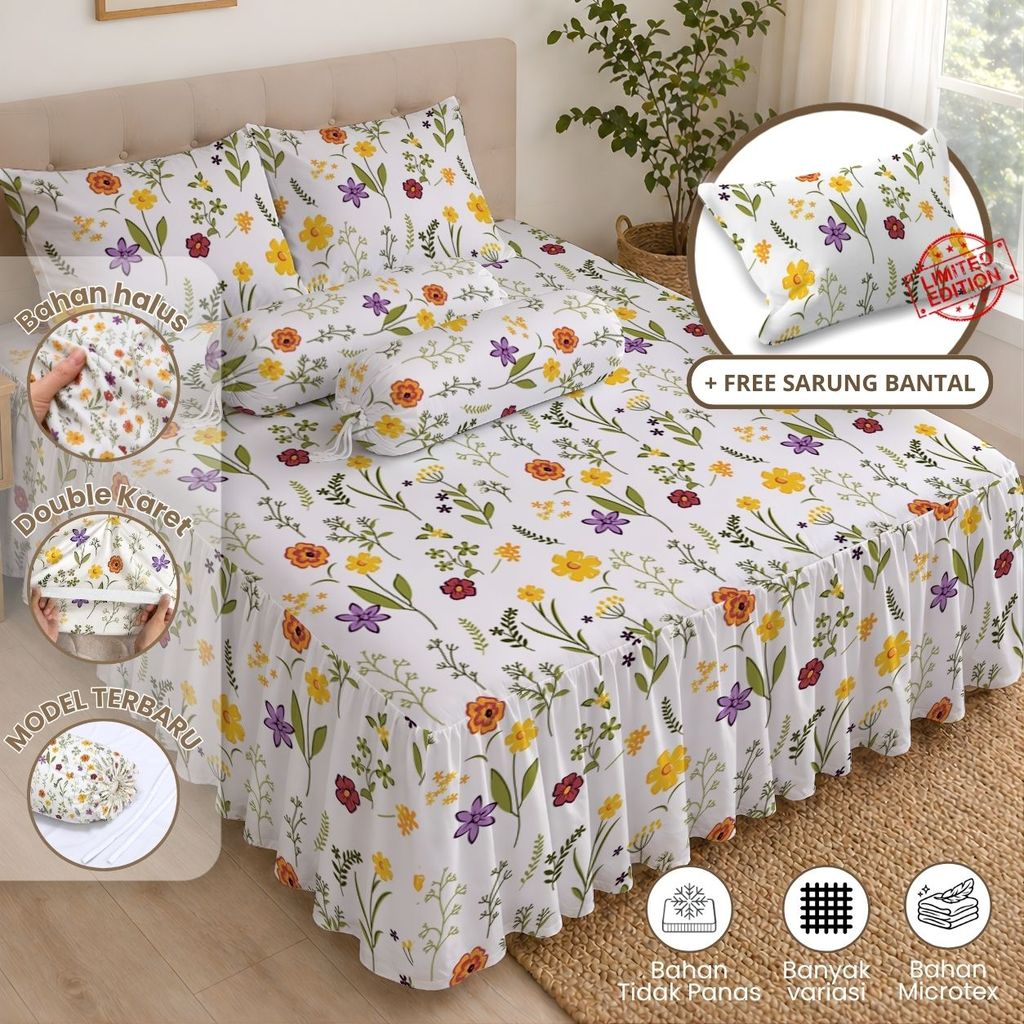 Sprei 180x200 160x200 Rumbai Home Made Bahan Katun Adem